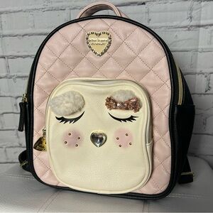 Betsey Johnson Pink and Cream Quilted Backpack Purse